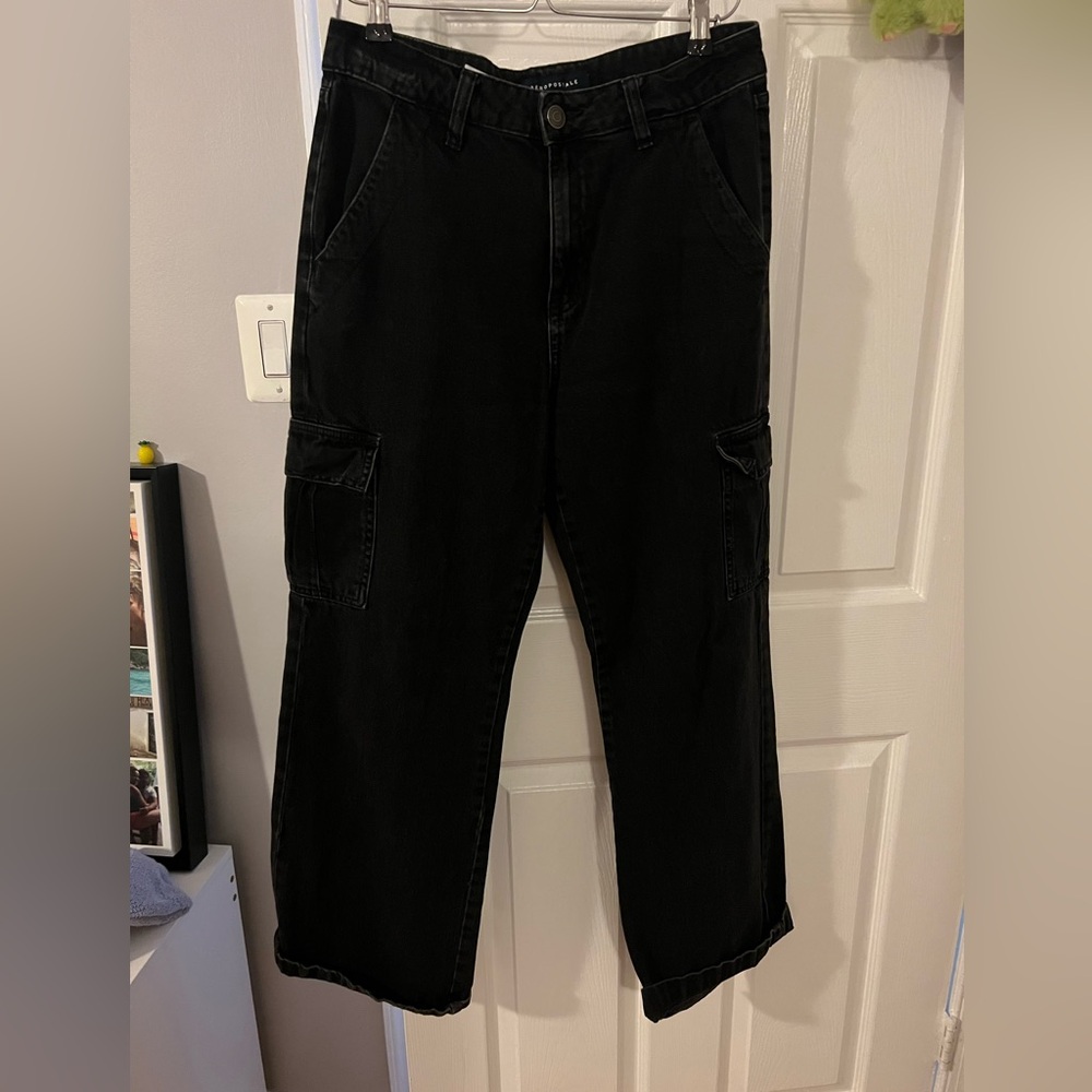 Aeropostale Black Wide-Leg Cargo Jeans